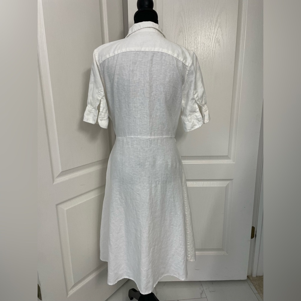 Ralph Lauren pure linen shirt dress size 10 white fir & flare - Picture 5 of 5